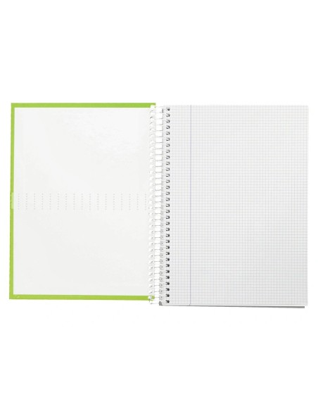 CI | Cuaderno espiral liderpapel a4 crafty tapa forrada 80h 90 gr cuadro 4mm con margen color verde