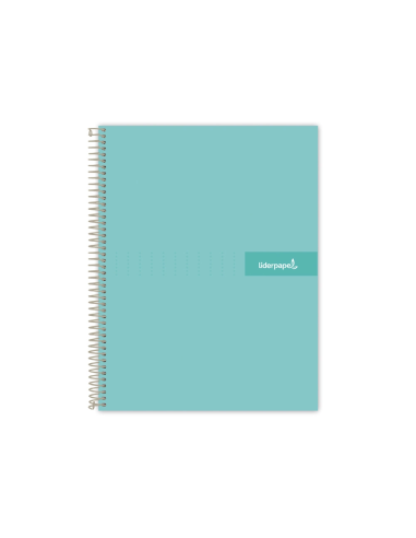 CI | Cuaderno espiral liderpapel a4 crafty tapa forrada 80h 90 gr cuadro 4mm con margen color turquesa