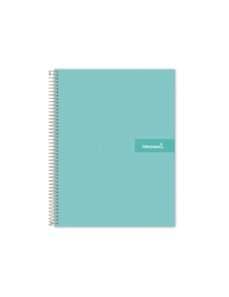 CI | Cuaderno espiral liderpapel a4 crafty tapa forrada 80h 90 gr cuadro 4mm con margen color turquesa