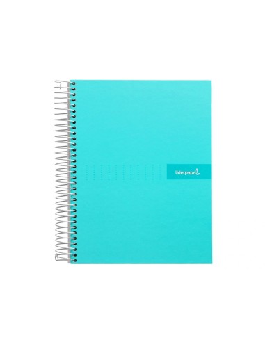 CI | Cuaderno espiral liderpapel a4 crafty tapa forrada 80h 90 gr cuadro 4mm con margen color turquesa