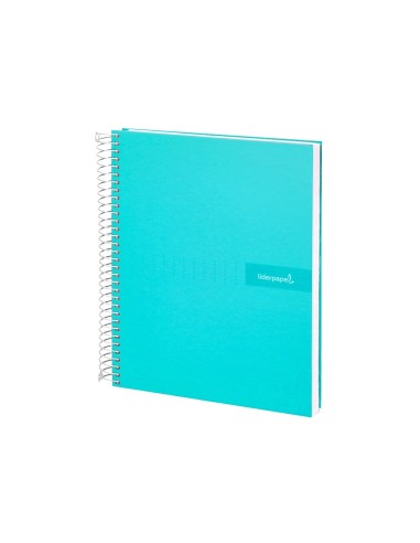 CI | Cuaderno espiral liderpapel a4 crafty tapa forrada 80h 90 gr cuadro 4mm con margen color turquesa