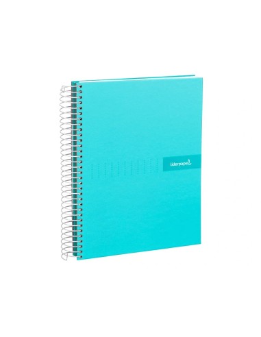CI | Cuaderno espiral liderpapel a4 crafty tapa forrada 80h 90 gr cuadro 4mm con margen color turquesa