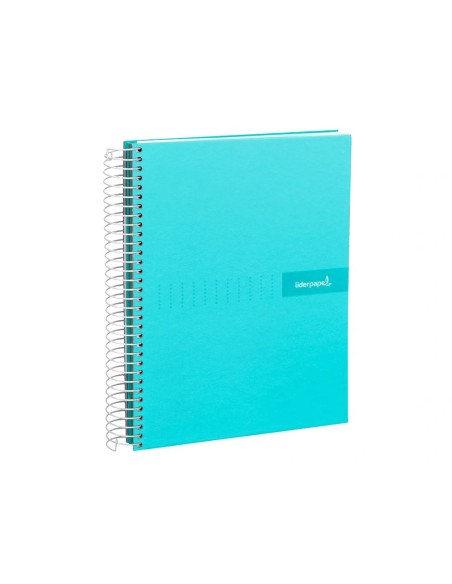 CI | Cuaderno espiral liderpapel a4 crafty tapa forrada 80h 90 gr cuadro 4mm con margen color turquesa