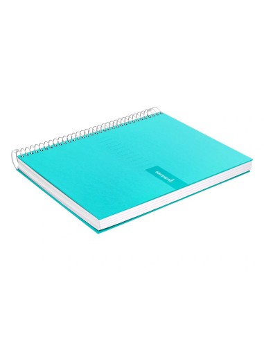 CI | Cuaderno espiral liderpapel a4 crafty tapa forrada 80h 90 gr cuadro 4mm con margen color turquesa
