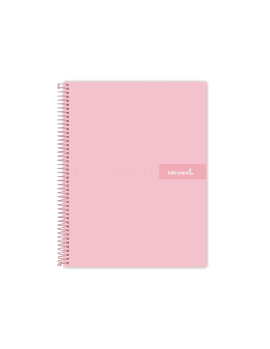 CI | Cuaderno espiral liderpapel a4 crafty tapa forrada 80h 90 gr cuadro 4mm con margen color rosa