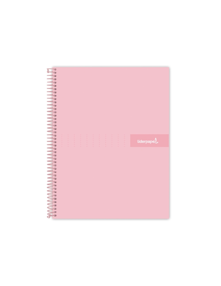 CI | Cuaderno espiral liderpapel a4 crafty tapa forrada 80h 90 gr cuadro 4mm con margen color rosa