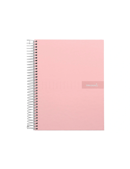 CI | Cuaderno espiral liderpapel a4 crafty tapa forrada 80h 90 gr cuadro 4mm con margen color rosa