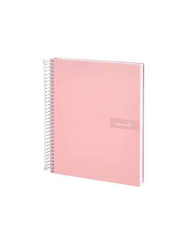 CI | Cuaderno espiral liderpapel a4 crafty tapa forrada 80h 90 gr cuadro 4mm con margen color rosa