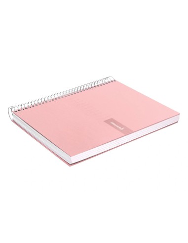 CI | Cuaderno espiral liderpapel a4 crafty tapa forrada 80h 90 gr cuadro 4mm con margen color rosa