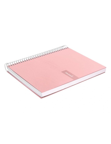 CI | Cuaderno espiral liderpapel a4 crafty tapa forrada 80h 90 gr cuadro 4mm con margen color rosa