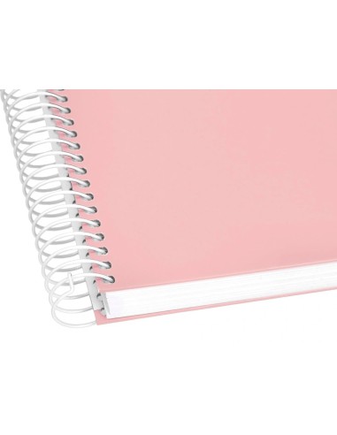 CI | Cuaderno espiral liderpapel a4 crafty tapa forrada 80h 90 gr cuadro 4mm con margen color rosa