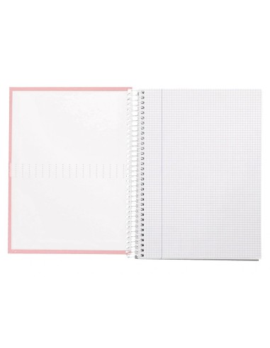 CI | Cuaderno espiral liderpapel a4 crafty tapa forrada 80h 90 gr cuadro 4mm con margen color rosa