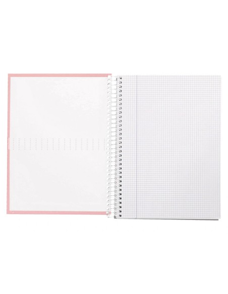 CI | Cuaderno espiral liderpapel a4 crafty tapa forrada 80h 90 gr cuadro 4mm con margen color rosa