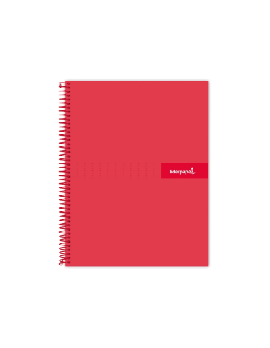 CI | Cuaderno espiral liderpapel a4 crafty tapa forrada 80h 90 gr cuadro 4mm con margen color roja