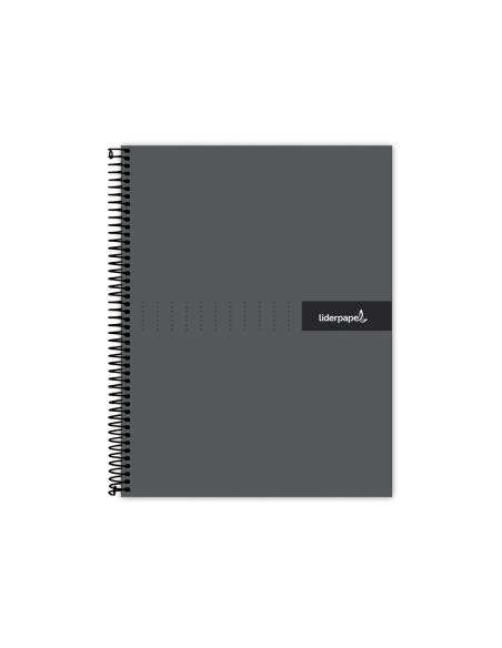 CI | Cuaderno espiral liderpapel a4 crafty tapa forrada 80h 90 gr cuadro 4mm con margen color negro