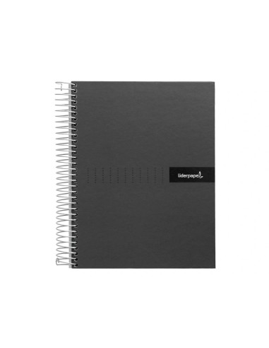 CI | Cuaderno espiral liderpapel a4 crafty tapa forrada 80h 90 gr cuadro 4mm con margen color negro