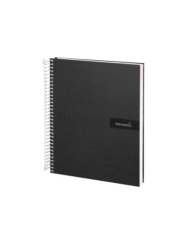 CI | Cuaderno espiral liderpapel a4 crafty tapa forrada 80h 90 gr cuadro 4mm con margen color negro