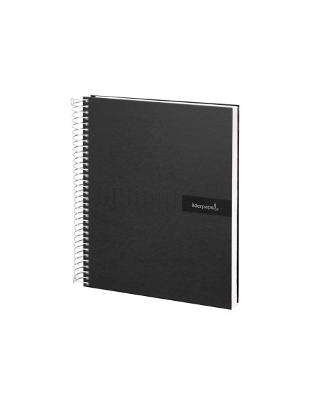 CI | Cuaderno espiral liderpapel a4 crafty tapa forrada 80h 90 gr cuadro 4mm con margen color negro