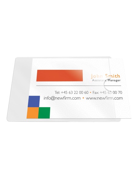 CI | Funda autoadhesiva q-connect para tarjetas de visita 60x95mm pack de 10 unidades