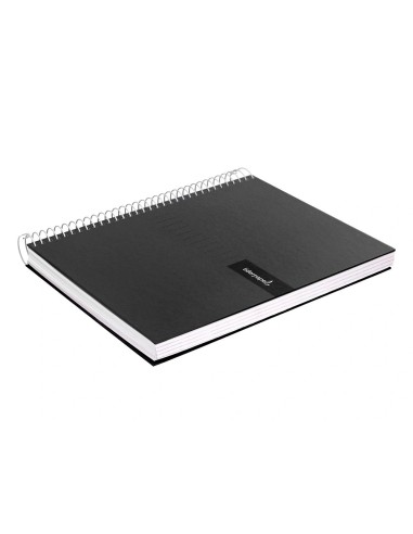 CI | Cuaderno espiral liderpapel a4 crafty tapa forrada 80h 90 gr cuadro 4mm con margen color negro