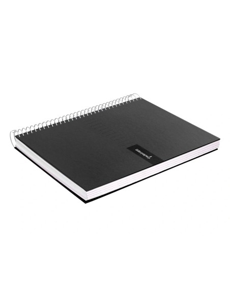 CI | Cuaderno espiral liderpapel a4 crafty tapa forrada 80h 90 gr cuadro 4mm con margen color negro