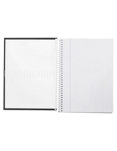 CI | Cuaderno espiral liderpapel a4 crafty tapa forrada 80h 90 gr cuadro 4mm con margen color negro