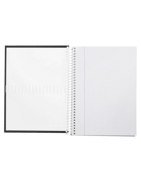 CI | Cuaderno espiral liderpapel a4 crafty tapa forrada 80h 90 gr cuadro 4mm con margen color negro
