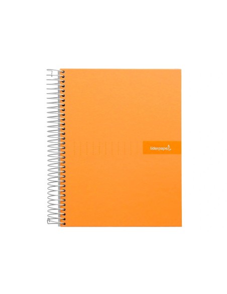 CI | Cuaderno espiral liderpapel a4 crafty tapa forrada 80h 90 gr cuadro 4mm con margen color naranja