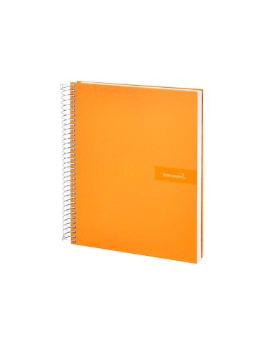 CI | Cuaderno espiral liderpapel a4 crafty tapa forrada 80h 90 gr cuadro 4mm con margen color naranja