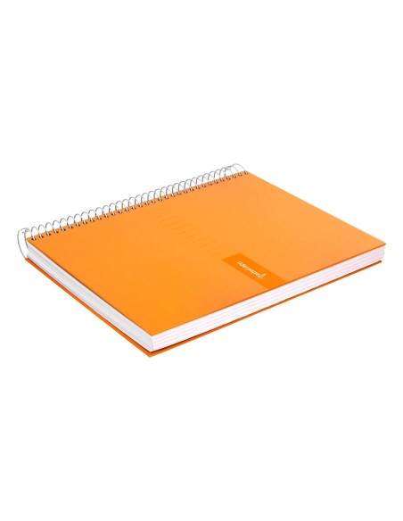 CI | Cuaderno espiral liderpapel a4 crafty tapa forrada 80h 90 gr cuadro 4mm con margen color naranja
