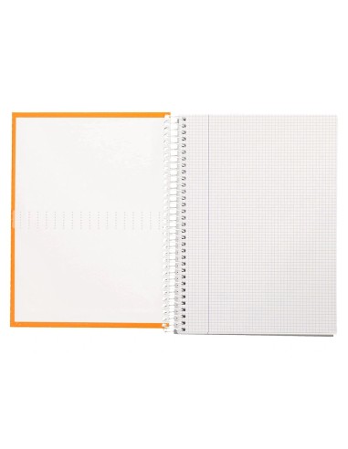 CI | Cuaderno espiral liderpapel a4 crafty tapa forrada 80h 90 gr cuadro 4mm con margen color naranja