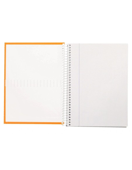 CI | Cuaderno espiral liderpapel a4 crafty tapa forrada 80h 90 gr cuadro 4mm con margen color naranja