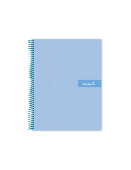 CI | Cuaderno espiral liderpapel a4 crafty tapa forrada 80h 90 gr cuadro 4mm con margen color celeste