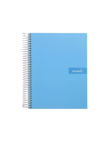 CI | Cuaderno espiral liderpapel a4 crafty tapa forrada 80h 90 gr cuadro 4mm con margen color celeste