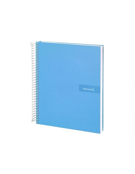 CI | Cuaderno espiral liderpapel a4 crafty tapa forrada 80h 90 gr cuadro 4mm con margen color celeste