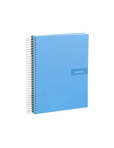CI | Cuaderno espiral liderpapel a4 crafty tapa forrada 80h 90 gr cuadro 4mm con margen color celeste
