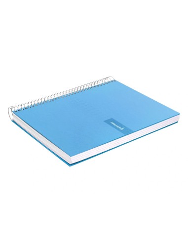 CI | Cuaderno espiral liderpapel a4 crafty tapa forrada 80h 90 gr cuadro 4mm con margen color celeste