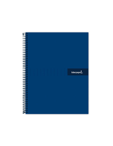 CI | Cuaderno espiral liderpapel a4 crafty tapa forrada 80h 90 gr cuadro 4mm con margen color azul marino