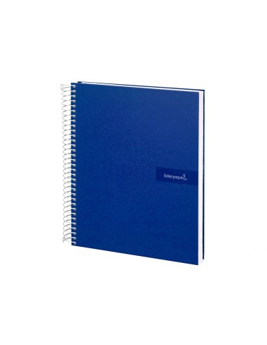CI | Cuaderno espiral liderpapel a4 crafty tapa forrada 80h 90 gr cuadro 4mm con margen color azul marino