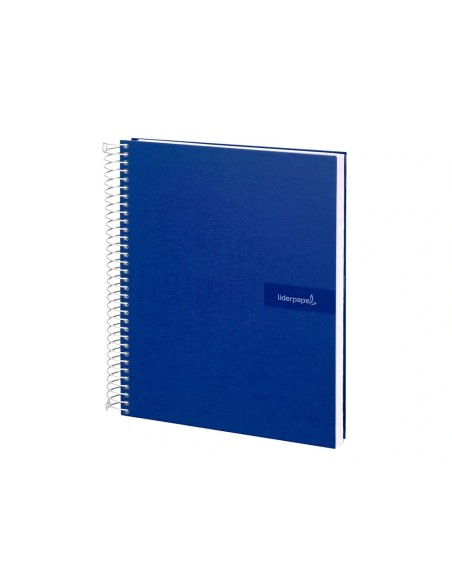 CI | Cuaderno espiral liderpapel a4 crafty tapa forrada 80h 90 gr cuadro 4mm con margen color azul marino