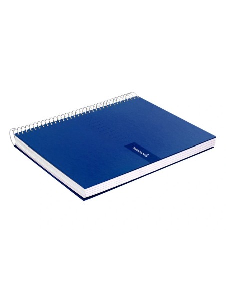 CI | Cuaderno espiral liderpapel a4 crafty tapa forrada 80h 90 gr cuadro 4mm con margen color azul marino