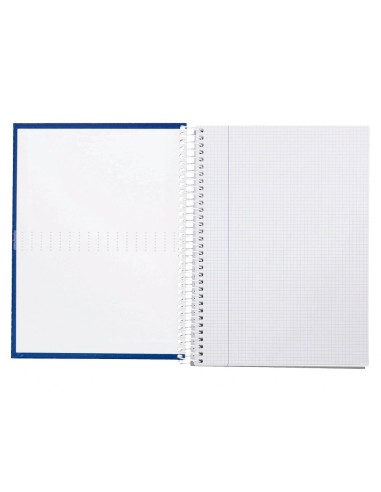 CI | Cuaderno espiral liderpapel a4 crafty tapa forrada 80h 90 gr cuadro 4mm con margen color azul marino