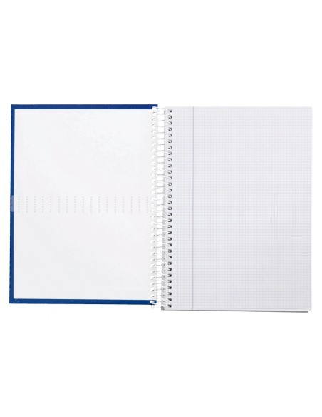CI | Cuaderno espiral liderpapel a4 crafty tapa forrada 80h 90 gr cuadro 4mm con margen color azul marino