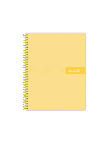 CI | Cuaderno espiral liderpapel a4 crafty tapa forrada 80h 90 gr cuadro 4mm con margen color amarillo