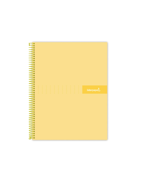 CI | Cuaderno espiral liderpapel a4 crafty tapa forrada 80h 90 gr cuadro 4mm con margen color amarillo