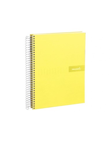 CI | Cuaderno espiral liderpapel a4 crafty tapa forrada 80h 90 gr cuadro 4mm con margen color amarillo