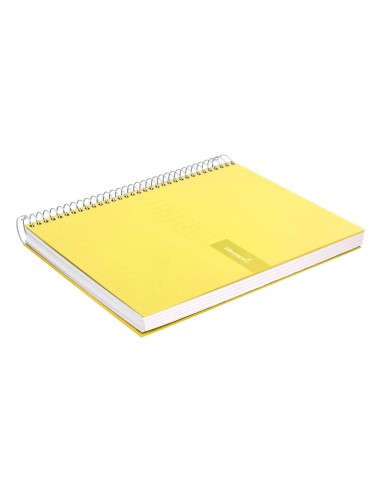 CI | Cuaderno espiral liderpapel a4 crafty tapa forrada 80h 90 gr cuadro 4mm con margen color amarillo