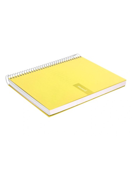 CI | Cuaderno espiral liderpapel a4 crafty tapa forrada 80h 90 gr cuadro 4mm con margen color amarillo