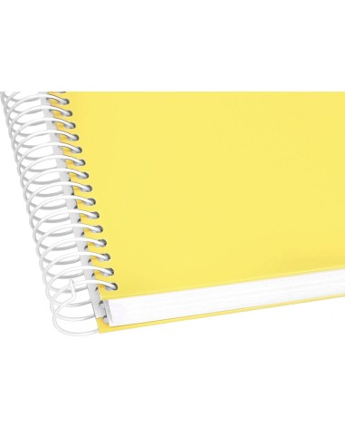 CI | Cuaderno espiral liderpapel a4 crafty tapa forrada 80h 90 gr cuadro 4mm con margen color amarillo