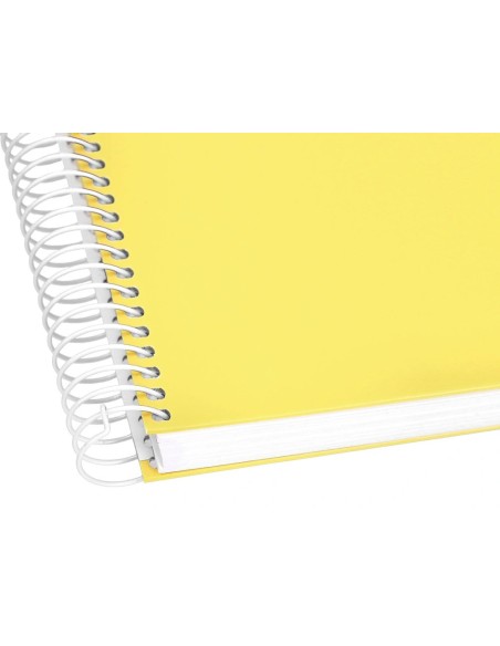 CI | Cuaderno espiral liderpapel a4 crafty tapa forrada 80h 90 gr cuadro 4mm con margen color amarillo
